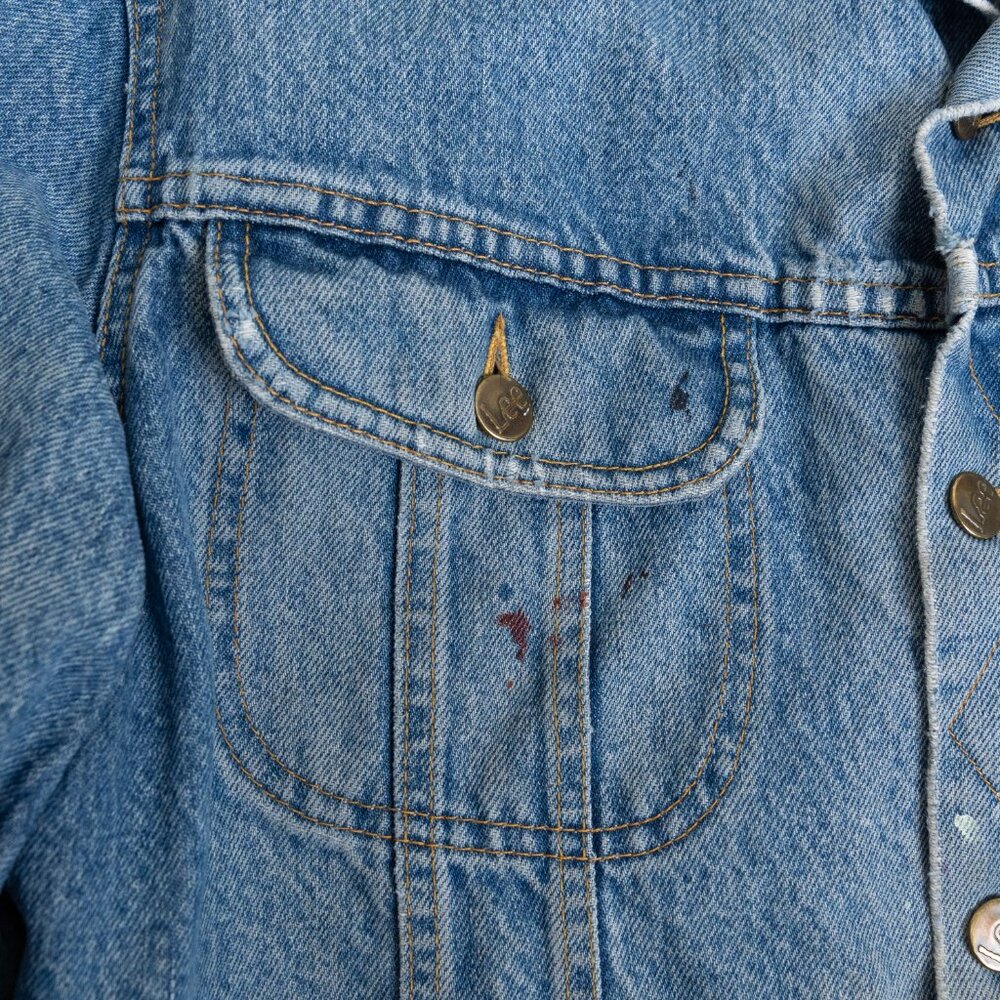 Vintage Lee Storm Rider Denim Jacket Blanket Lined Corduroy Collar - Picture 5 of 14